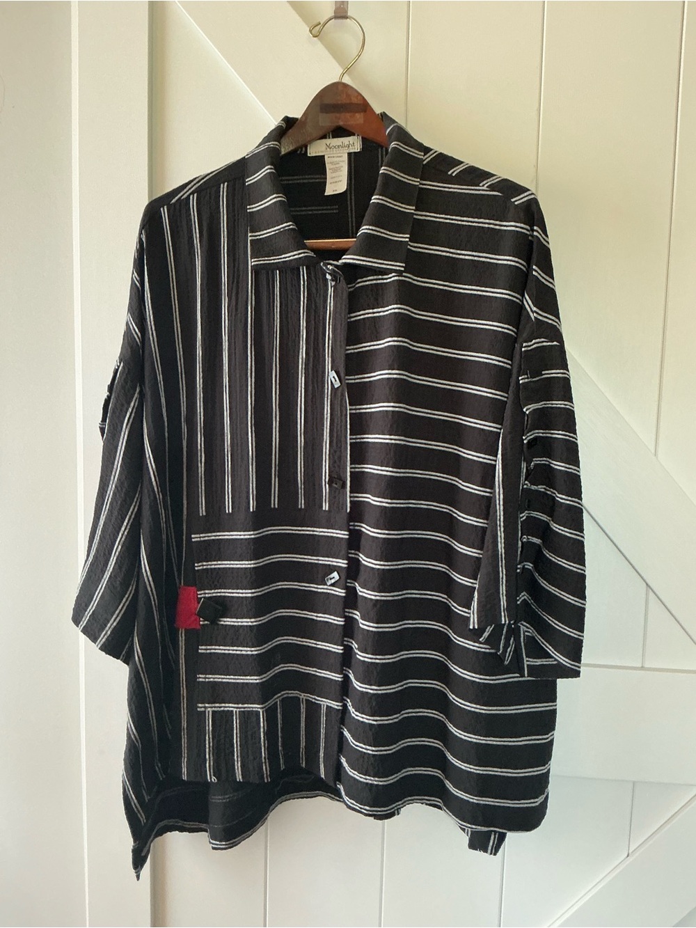 Noonday Collection Black & White Striped Button-Front Blouse